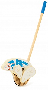 Каталка Мишка с ручкой (Мир Деревянных Игрушек, Д404)